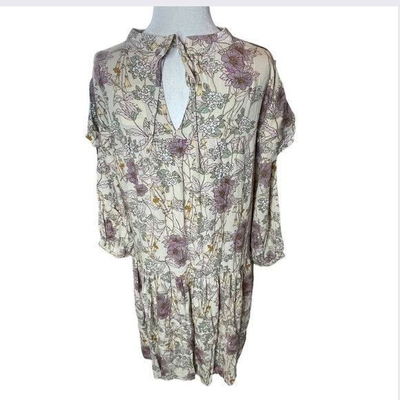 A.N.A. Cottagecore Prairie Woman’s 3/4 Sleeve Dress Cream Floral Large NWT - Picture 3 of 15